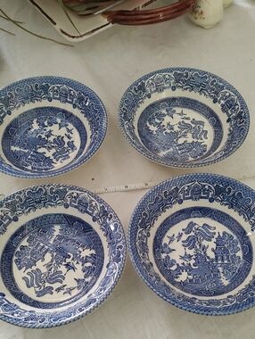English Ironstone Blue Willow Cereal Bowls,Set Of Four